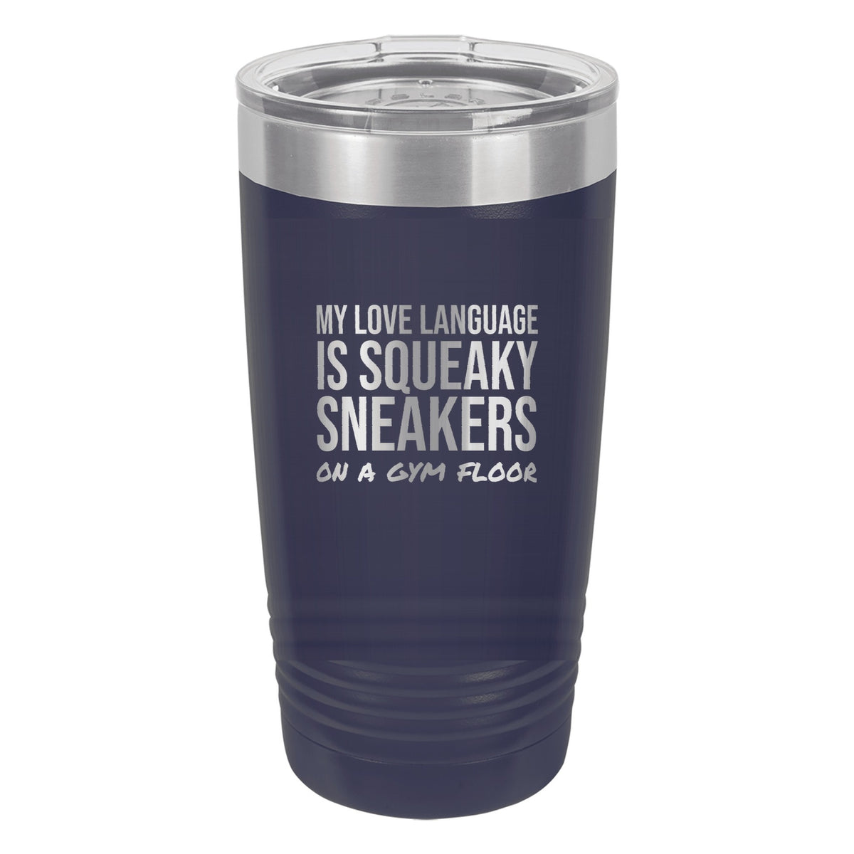 My Love Language Is Squeaky Sneakers tumbler in Navy Blue
