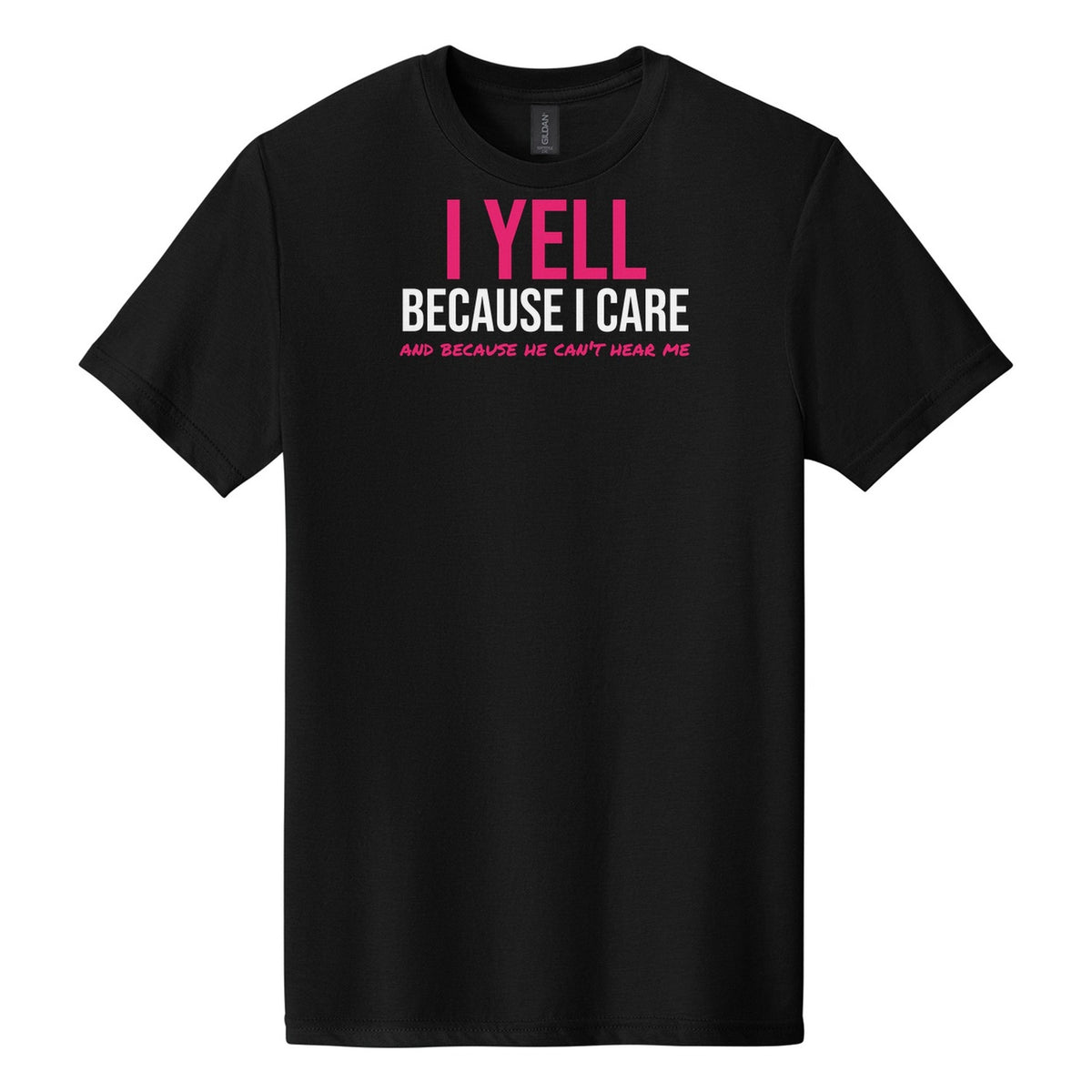 I Yell Because I Care tee in Pitch Black