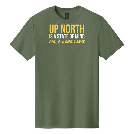 Up North Is A State Of Mind tee on Gildan Softstyle CVC 64000CVC in Cactus