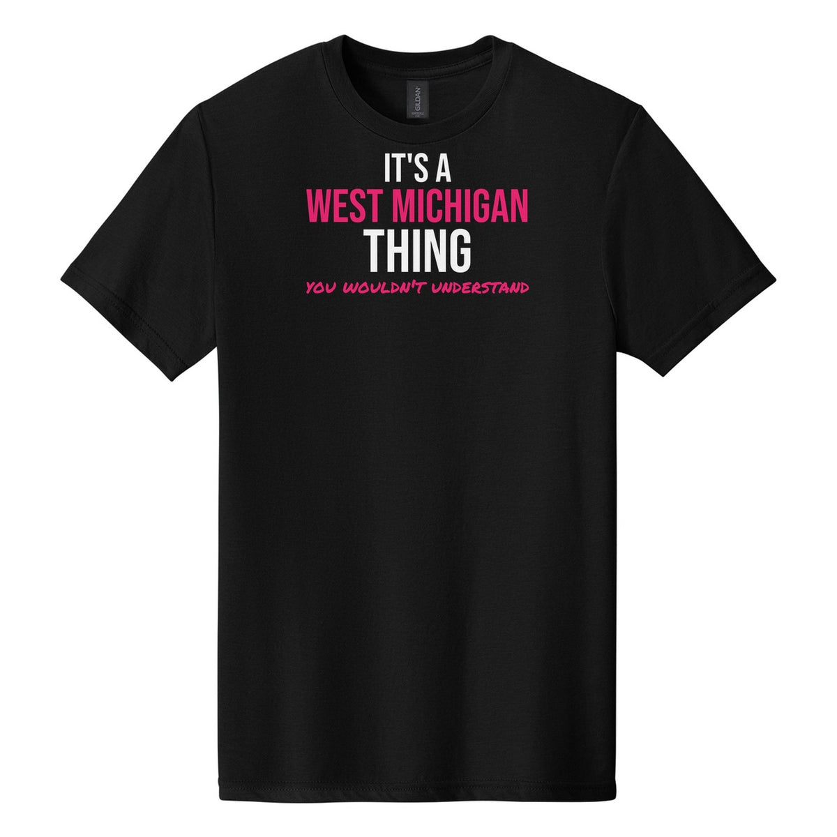 It's A West Michigan Thing tee on Gildan Softstyle CVC 64000CVC in Pitch Black
