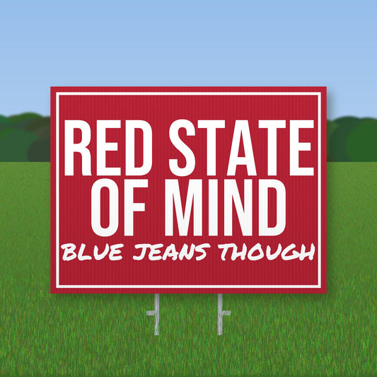 Red State Of Mind Yard Sign mockup with wire stake